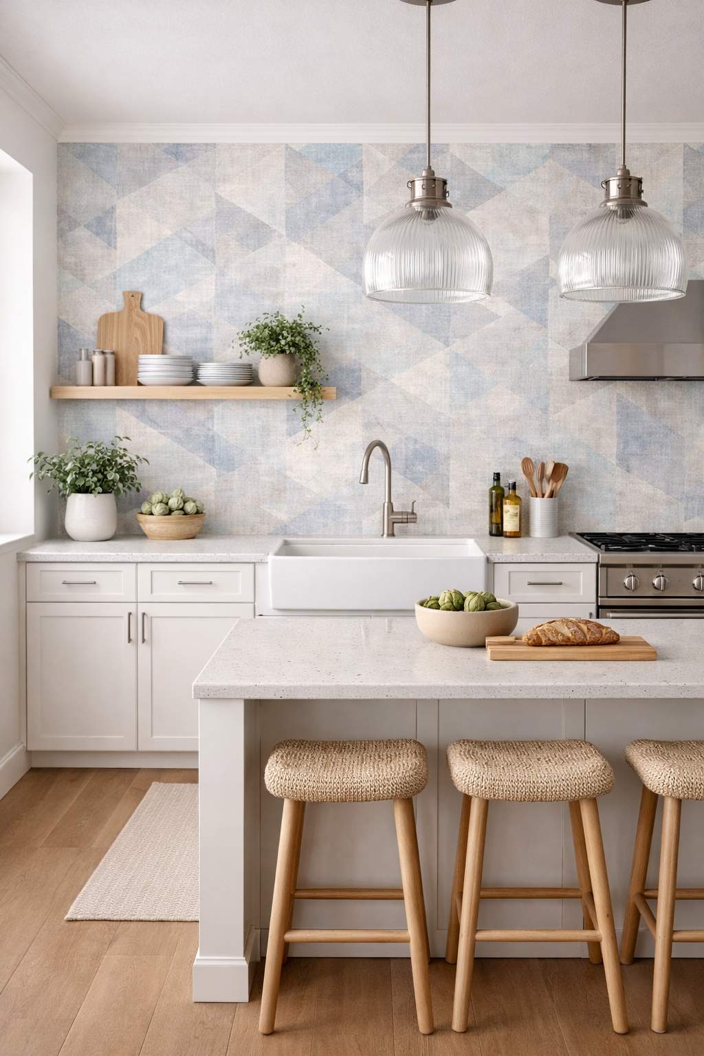 Geometrische Tapete in Blau – Moderne Design Tapete - Thumbnail 2