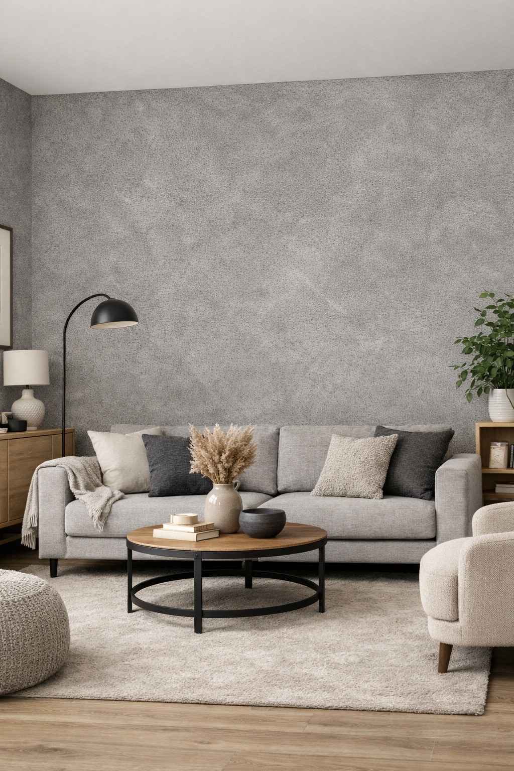 Rasch Graue Vliestapete Uni - Thumbnail 2