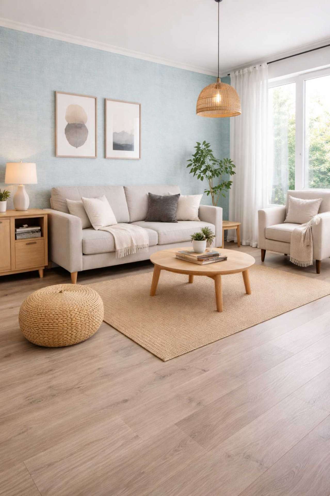 Design-Tapete in Leinenoptik Blau – Serie: Freundin - Thumbnail 2