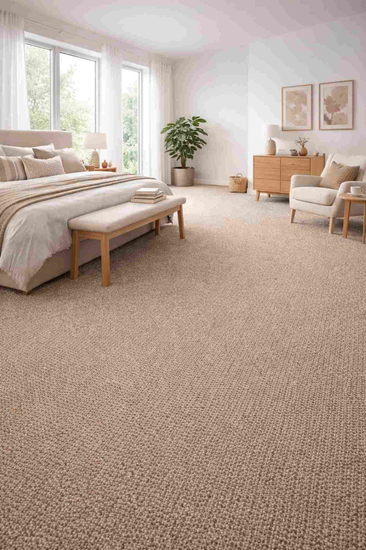 Teppichboden Beige meliert – strapazierfähige Schlinge – günstig im Heineking Outlet