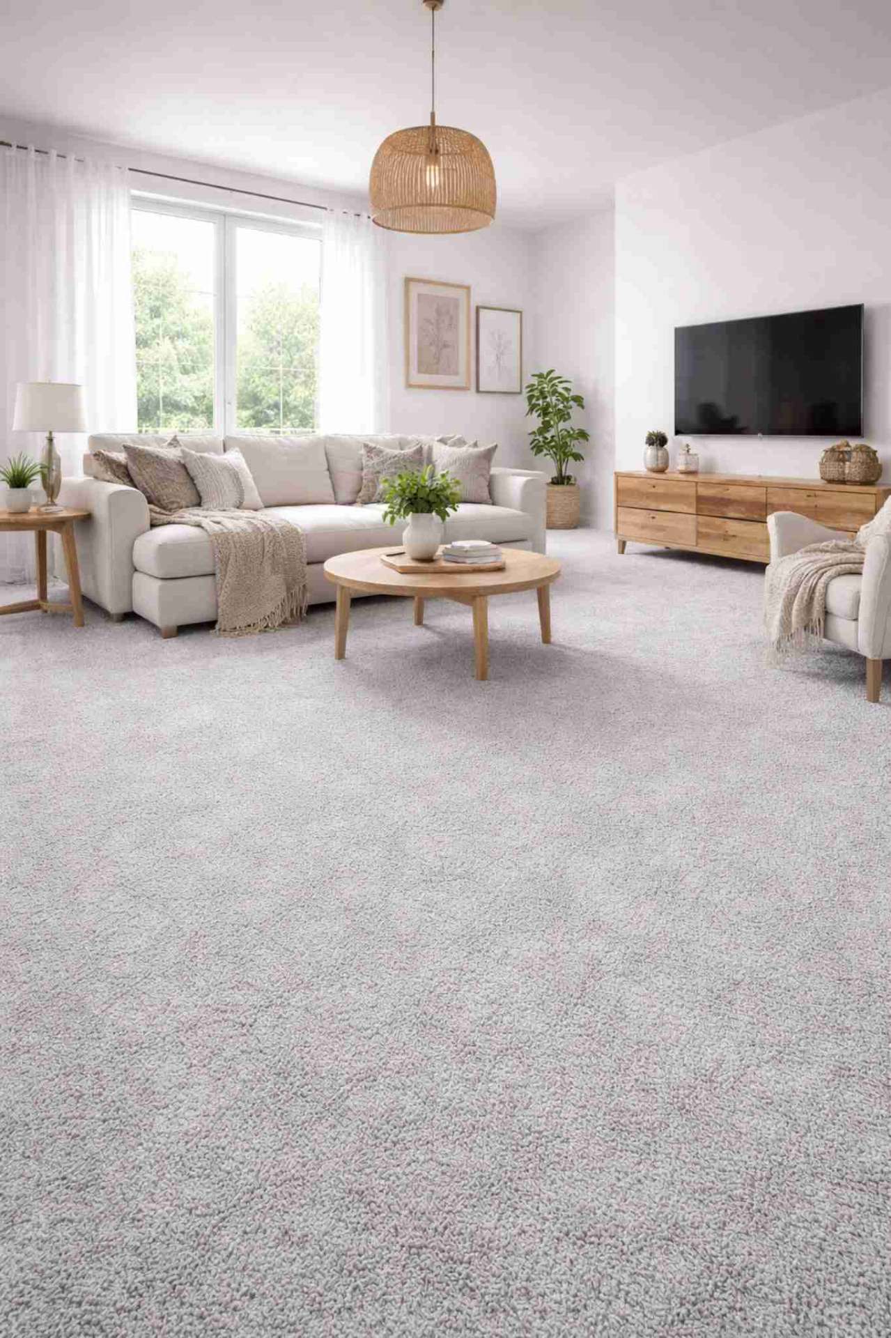 Teppichboden Hellgrau meliert – weicher Velours – günstig im Heineking Outlet